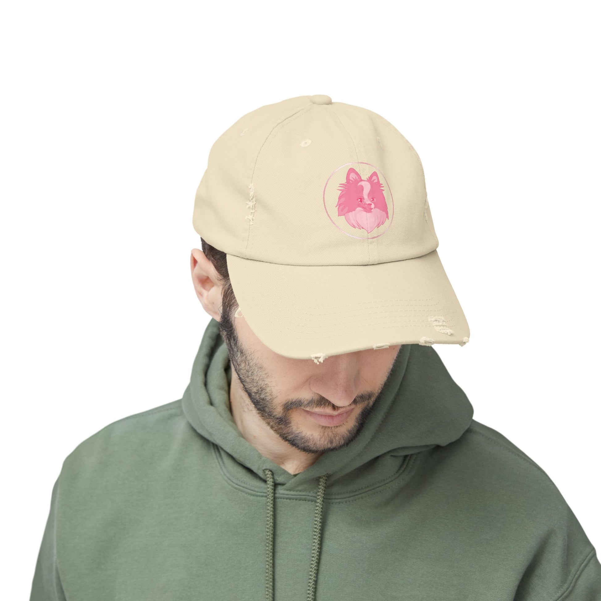 Pink Wolf Distressed Cap | Unisex Hat for Nature Lovers, Gift for Her, Outdoor Accessories, Casual Style, Birthday Gift