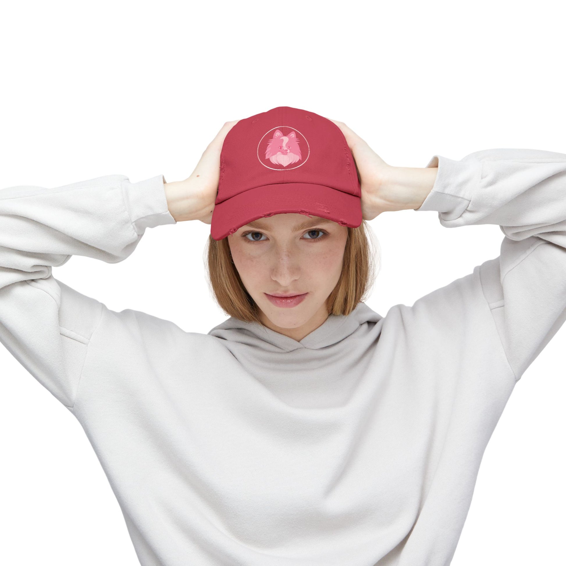 Pink Wolf Distressed Cap | Unisex Hat for Nature Lovers, Gift for Her, Outdoor Accessories, Casual Style, Birthday Gift