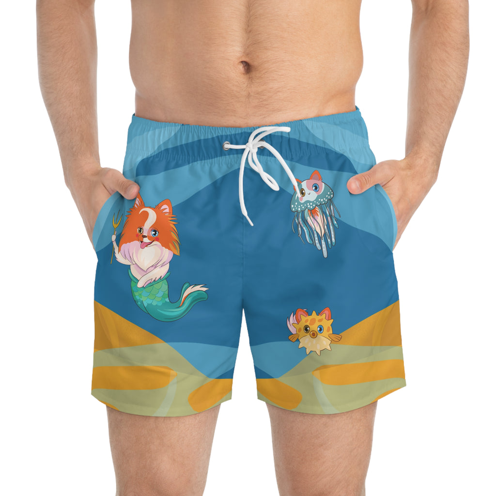 Whimsical Animal Print Swim Trunks, Fun Beach Shorts, Ocean Party Attire, Summer Vacation Essentials, Colorful Poolside Gear