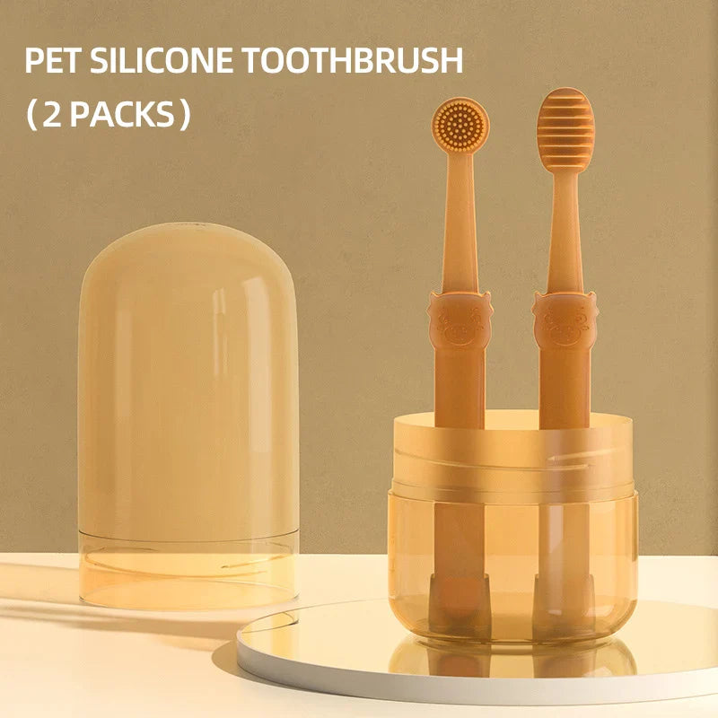 Cat Pet Silicone Small Toothbrush Cat Brushing Dog Toothpaste Set Bad Breath Removal Edible Tooth Cleaning Supplies